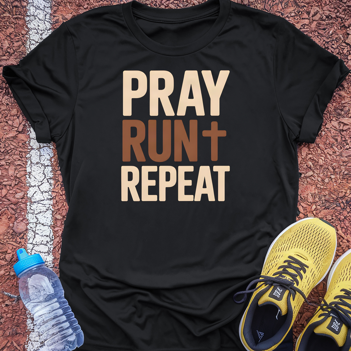 Pray Run Repeat Tech Tee - Black