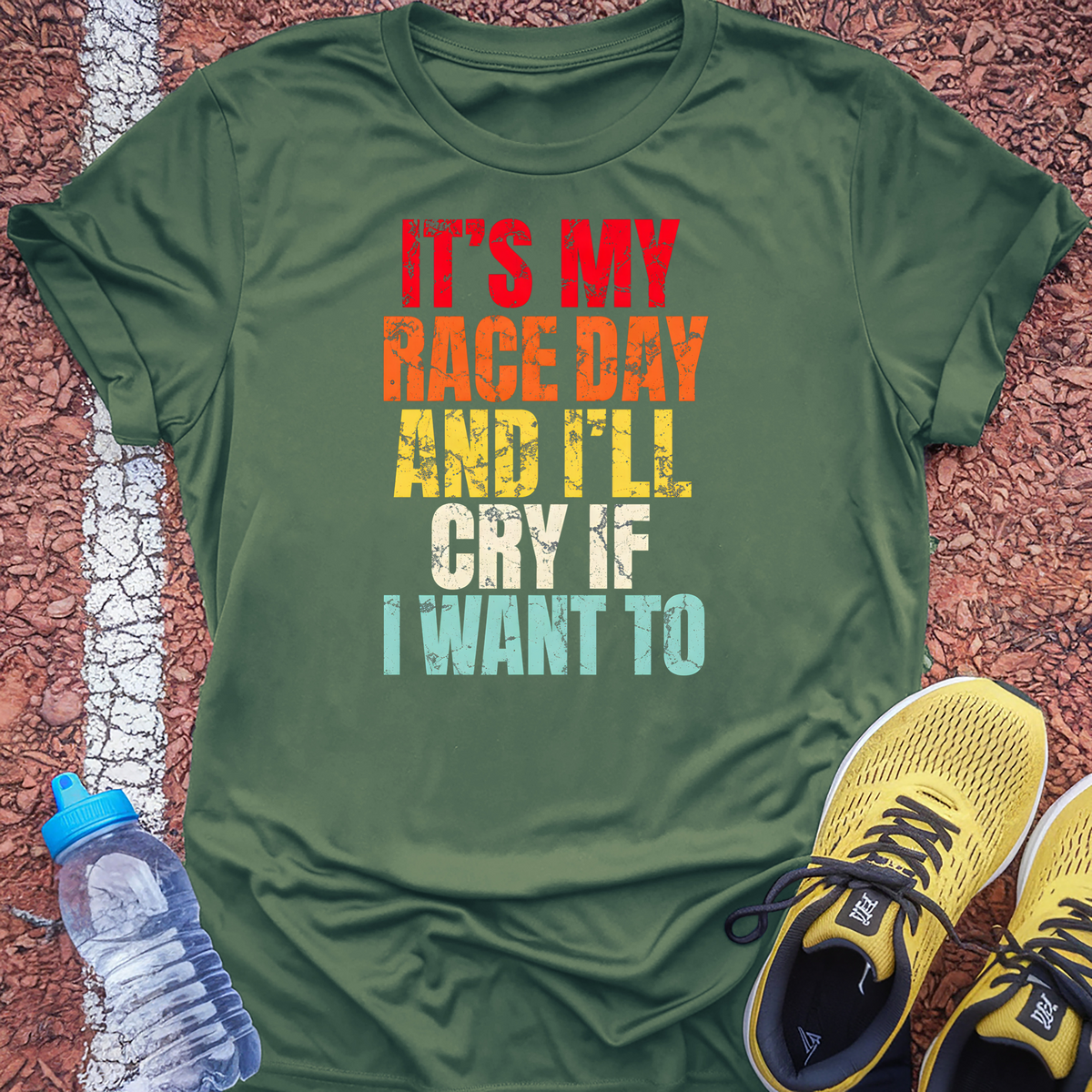 Race Day Cry T-Shirt - Military Green
