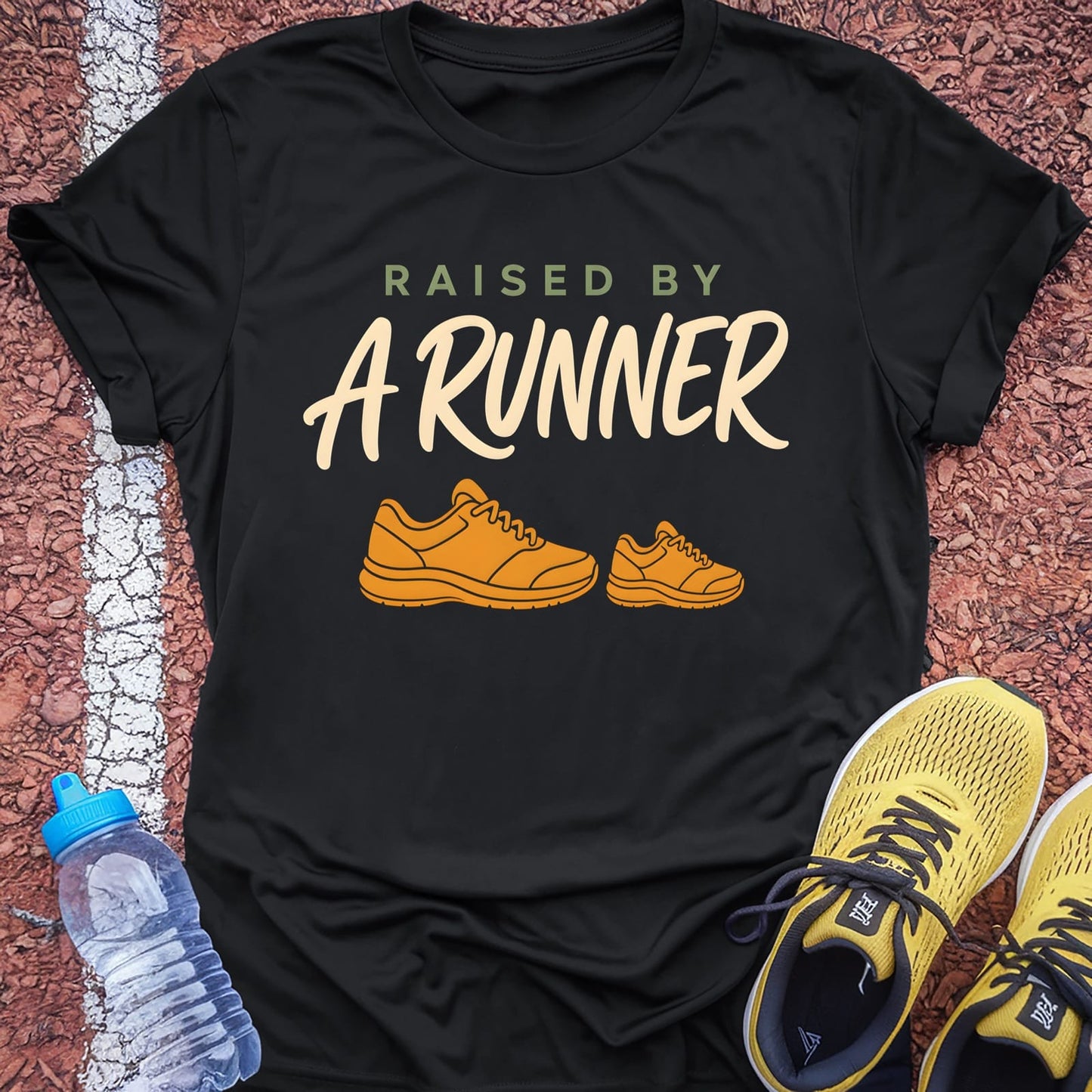 Raised by a Runner t-shirt — Black