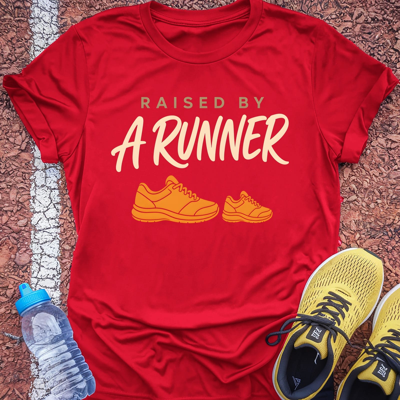 Raised by a Runner t-shirt — Red