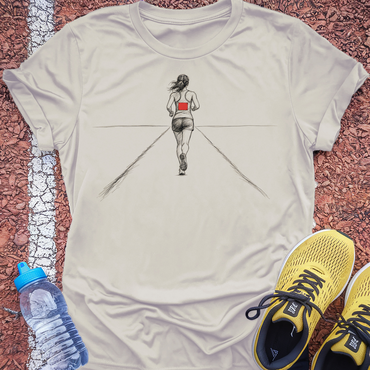 Red Bib T-Shirt - Ice Grey