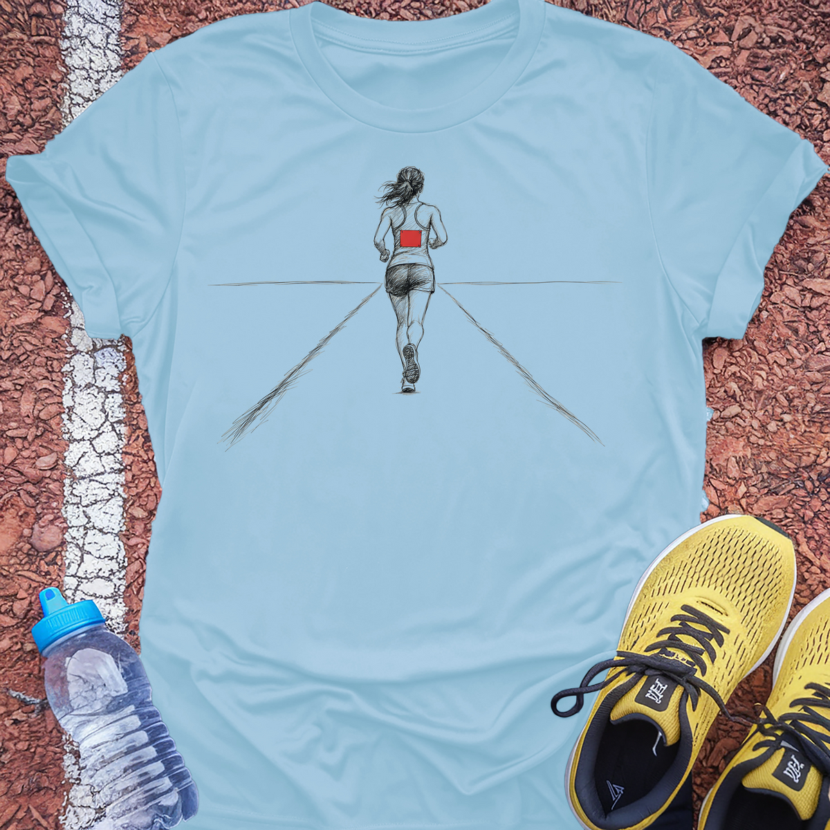Red Bib T-Shirt - Light Blue