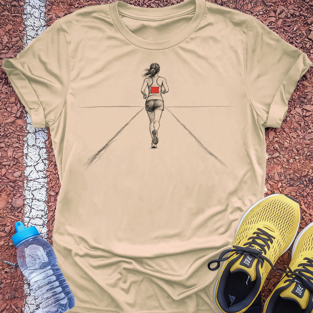 Red Bib T-Shirt - Natural