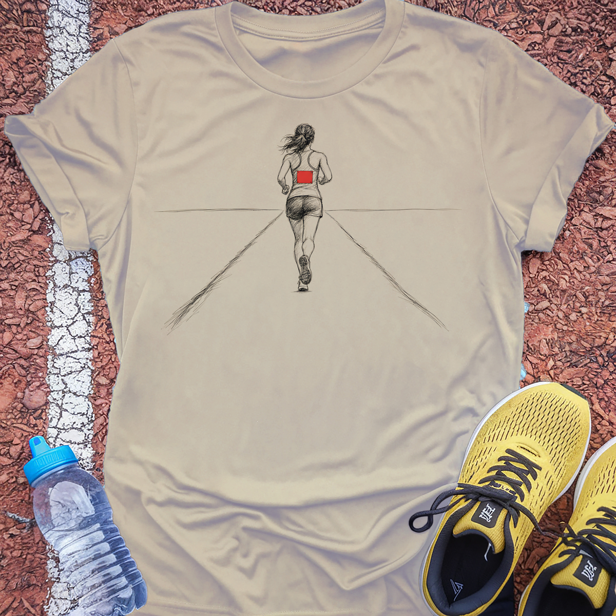Red Bib T-Shirt - Sand