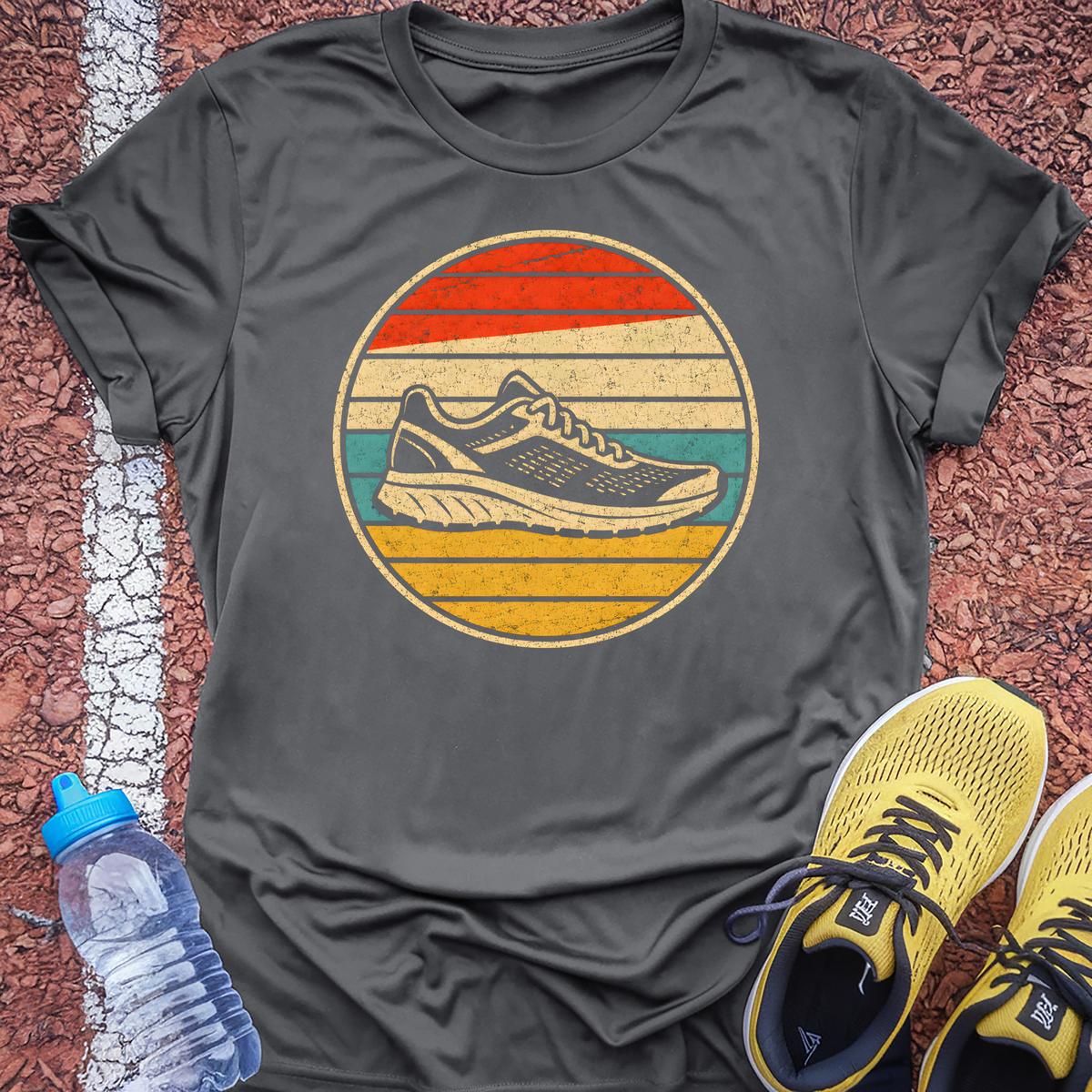 Retro Sunset Shoe T-Shirt - Charcoal