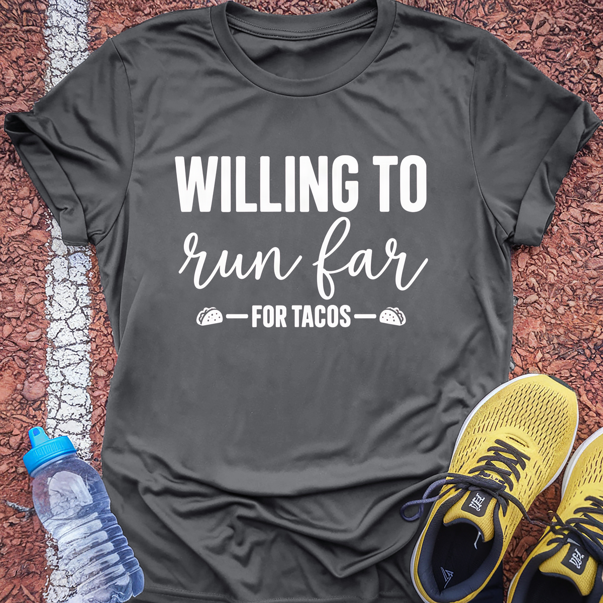 Run Far for Tacos T-Shirt - Charcoal