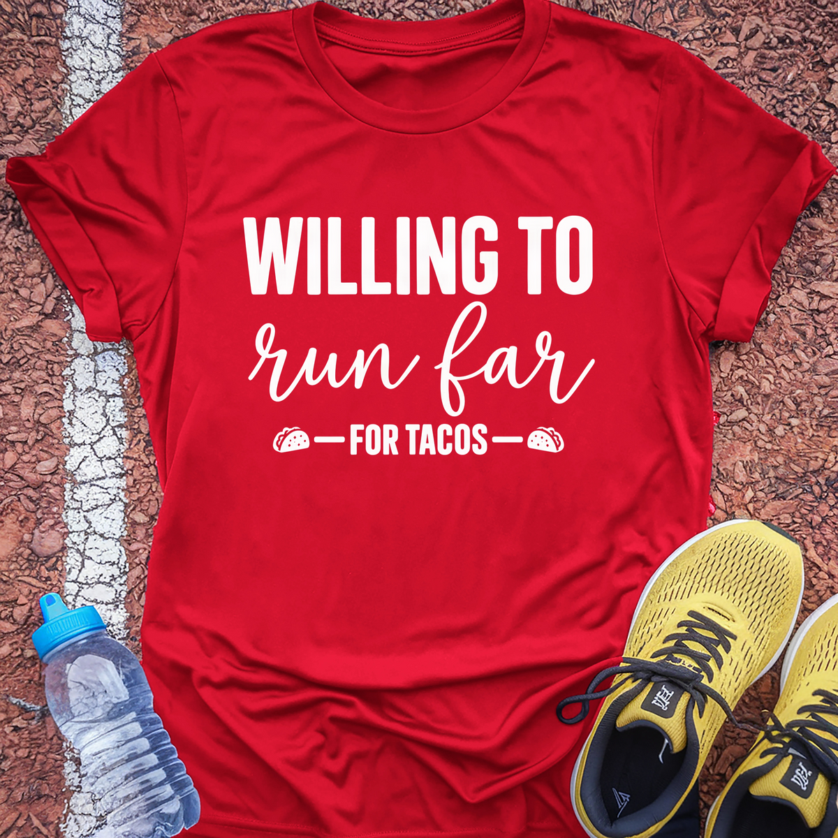 Run Far for Tacos T-Shirt - Red