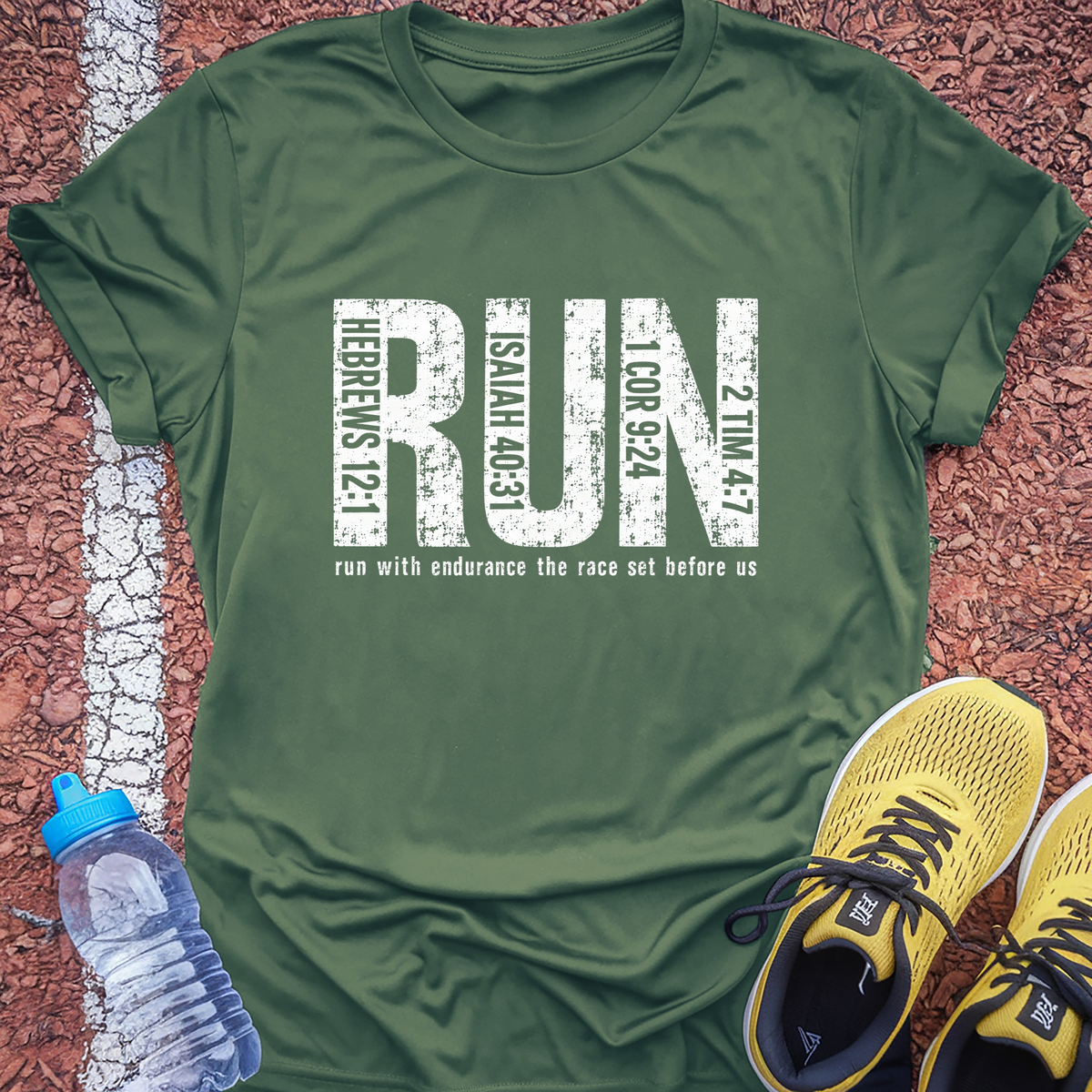 Run Verses T-Shirt - Military Green