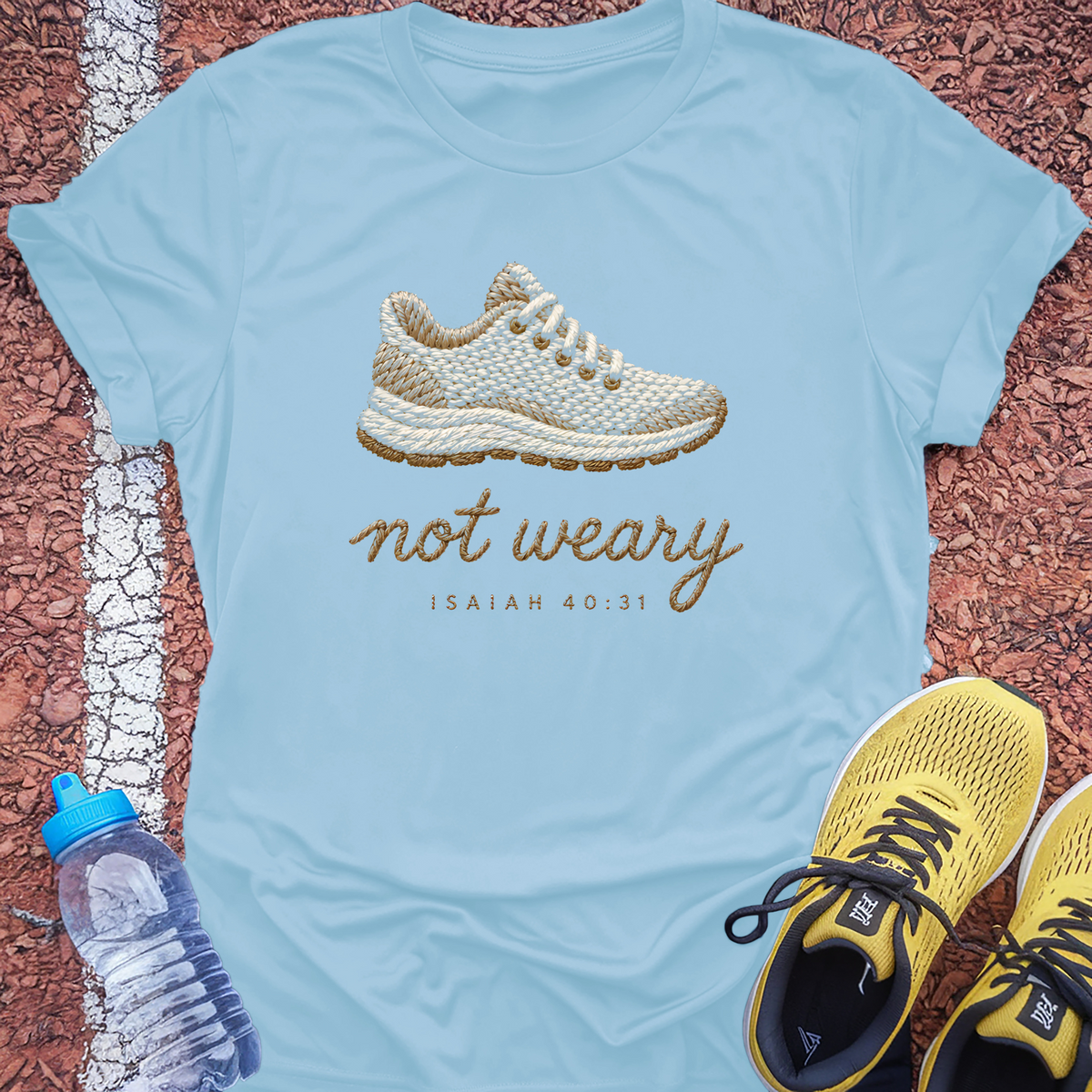 Run and Not Be Weary T-Shirt - Light Blue