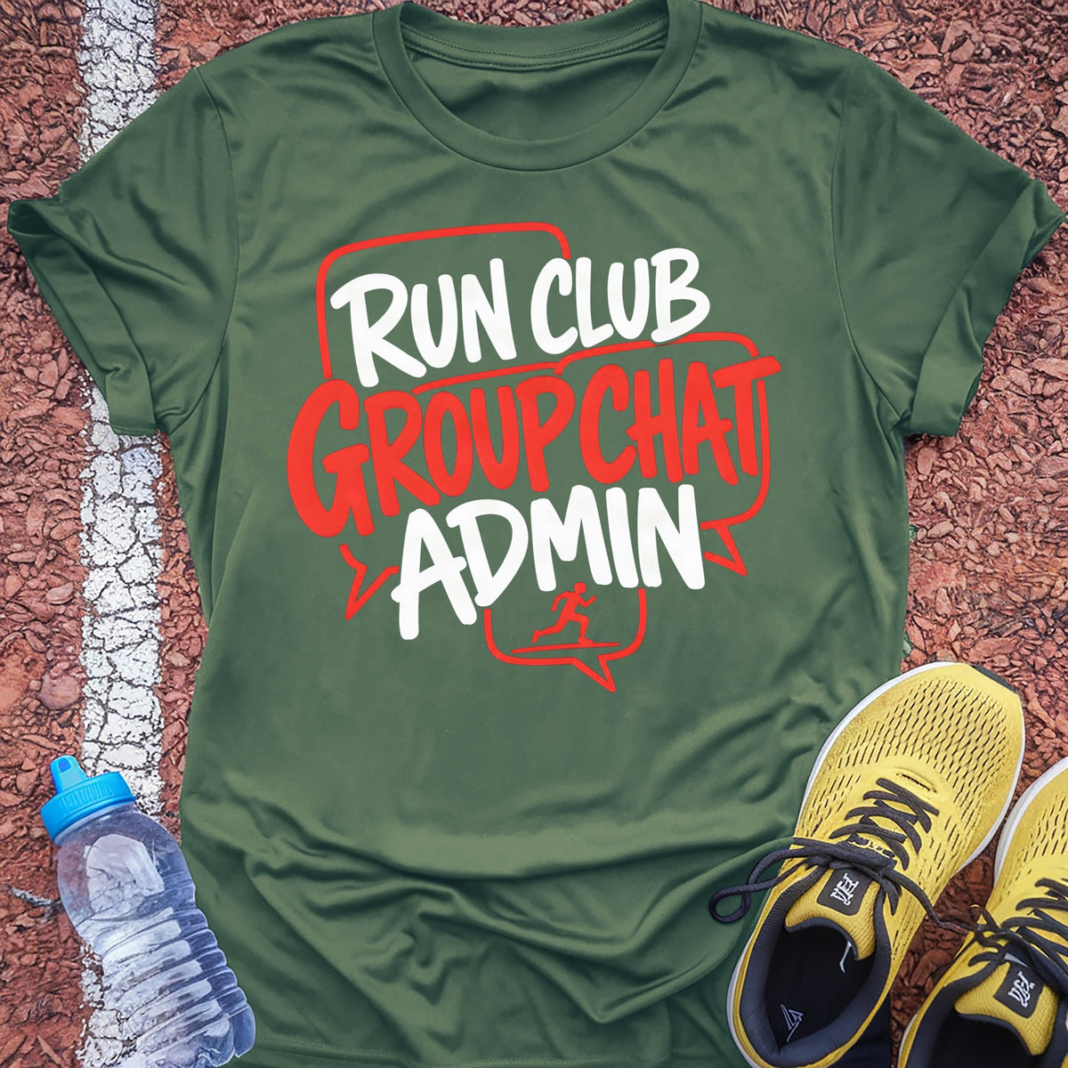 Run Club Group Chat Admin t-shirt — Military Green