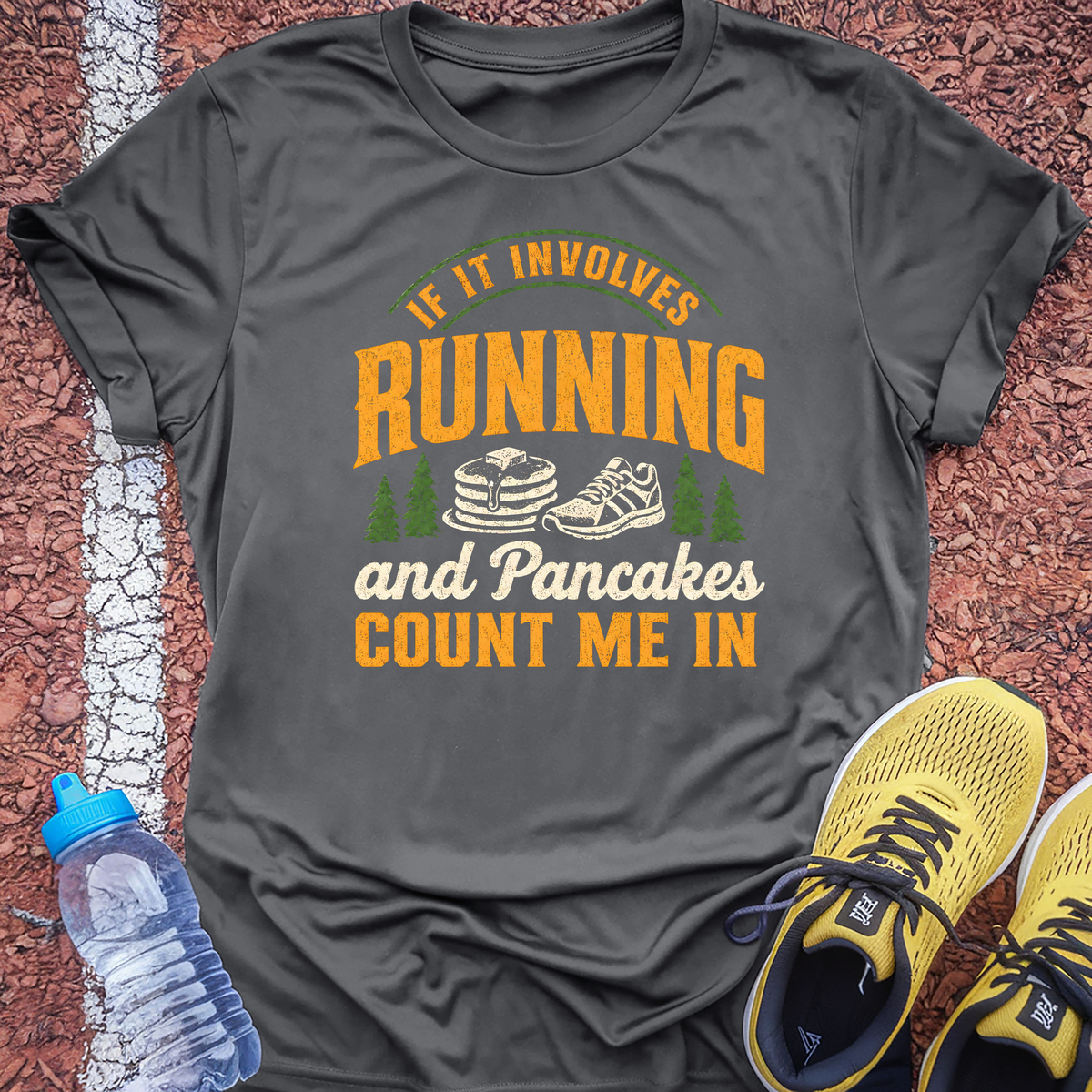 Running and Pancakes T-Shirt - Charcoal