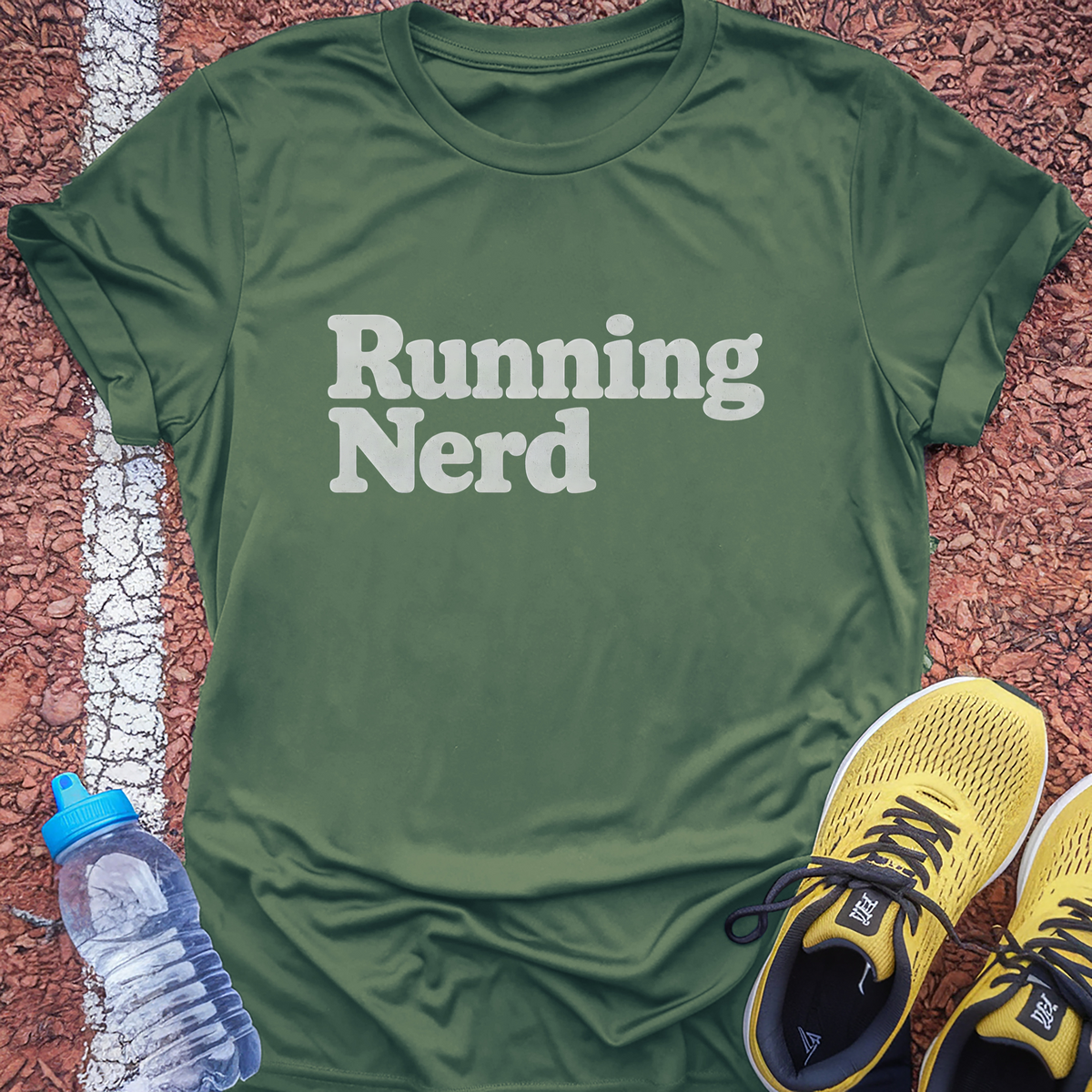 Running Nerd T-Shirt - Military Green