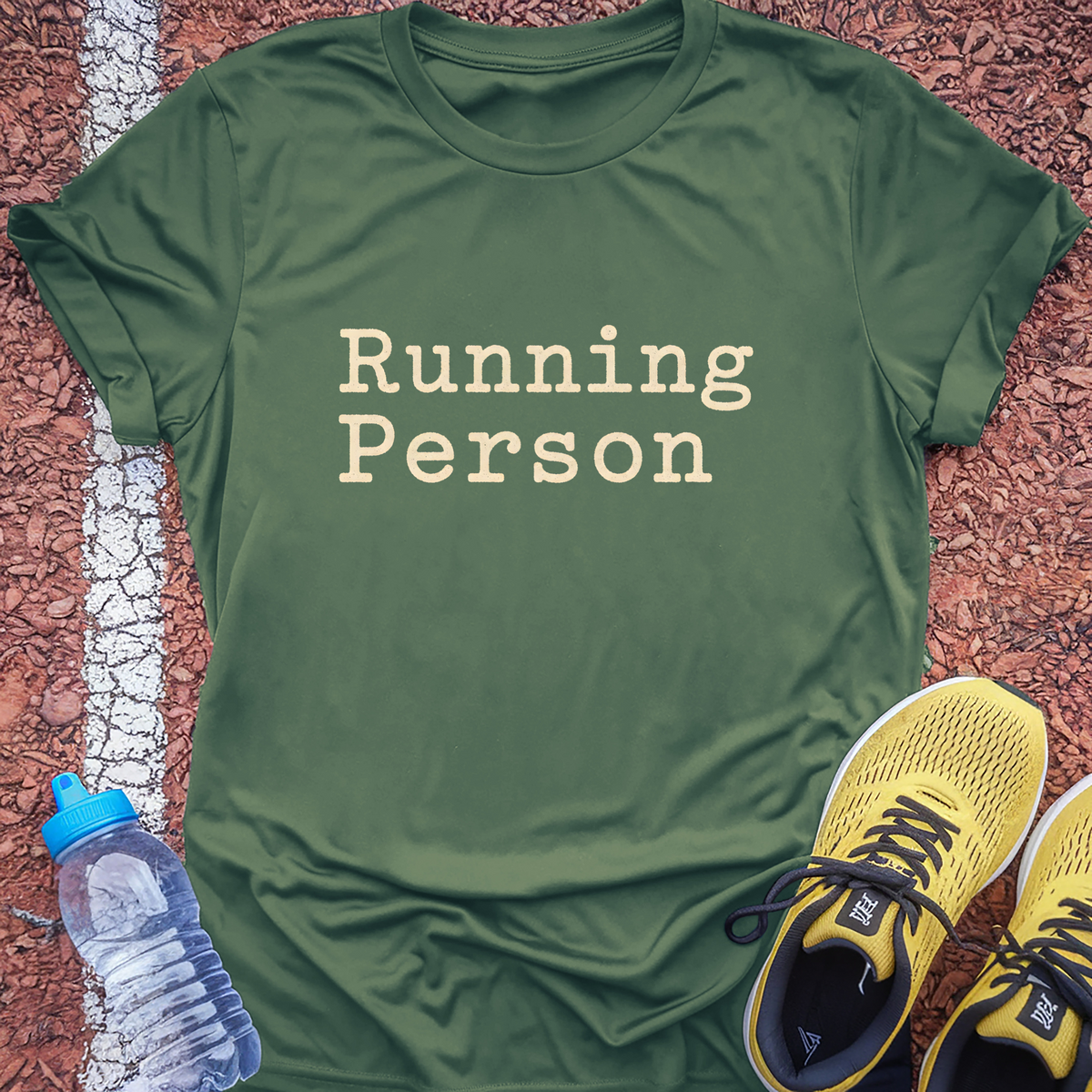 Running Person T-Shirt - Military Green