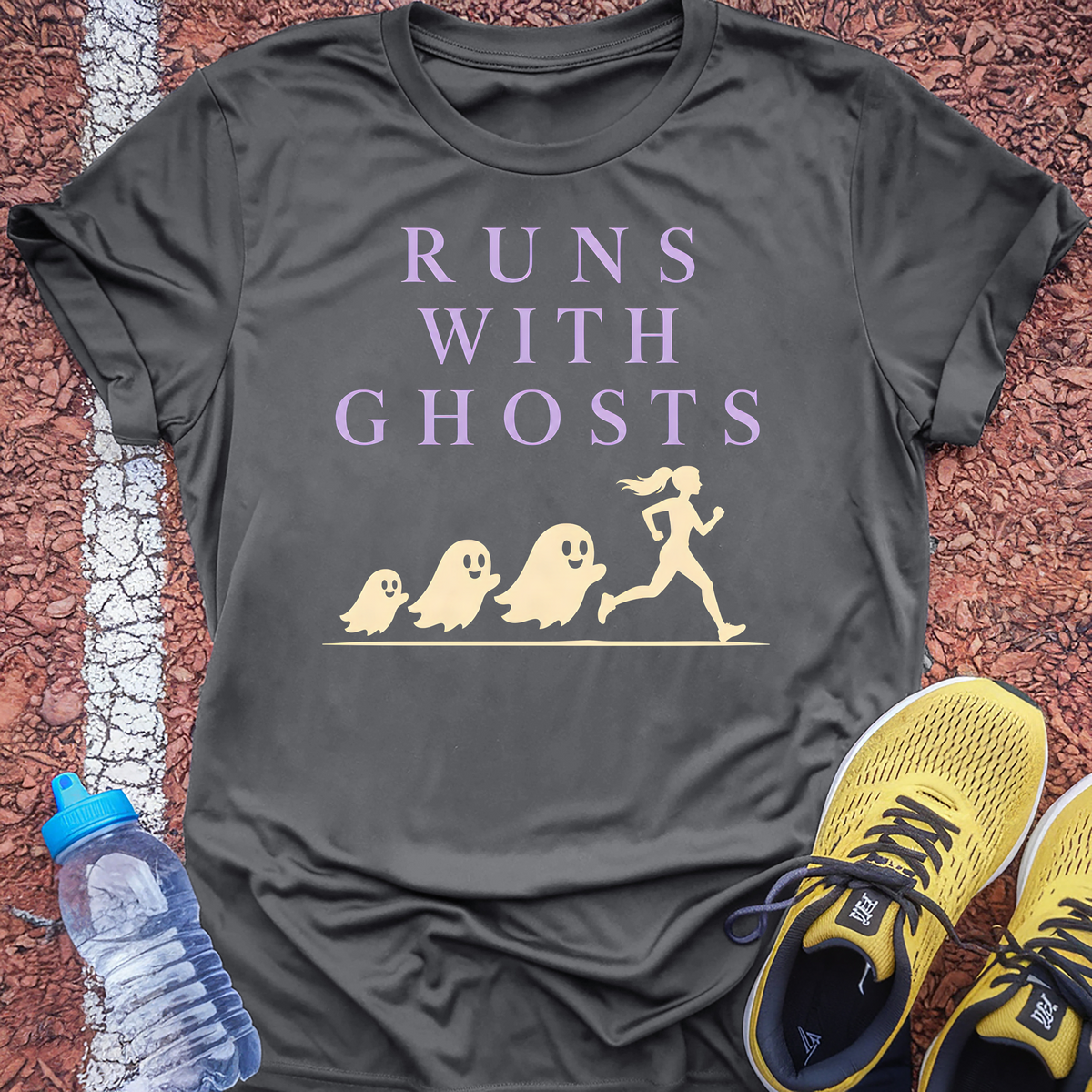 Runs With Ghosts T-Shirt - Charcoal