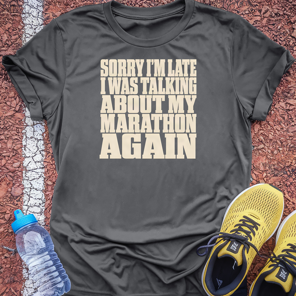 Sorry I'm Late Marathon T-Shirt - Dark Heather