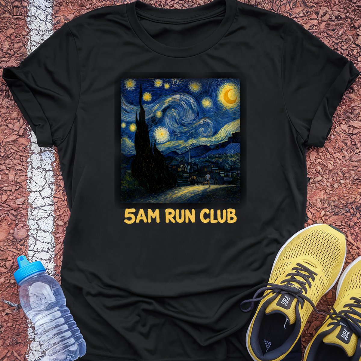 Starry Night Run T-Shirt - Black