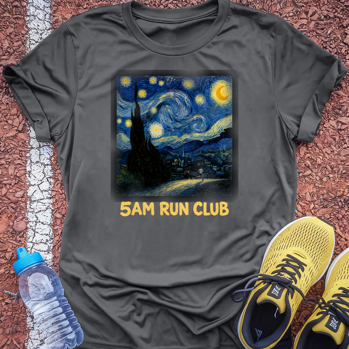 Starry Night Run T-Shirt - Charcoal