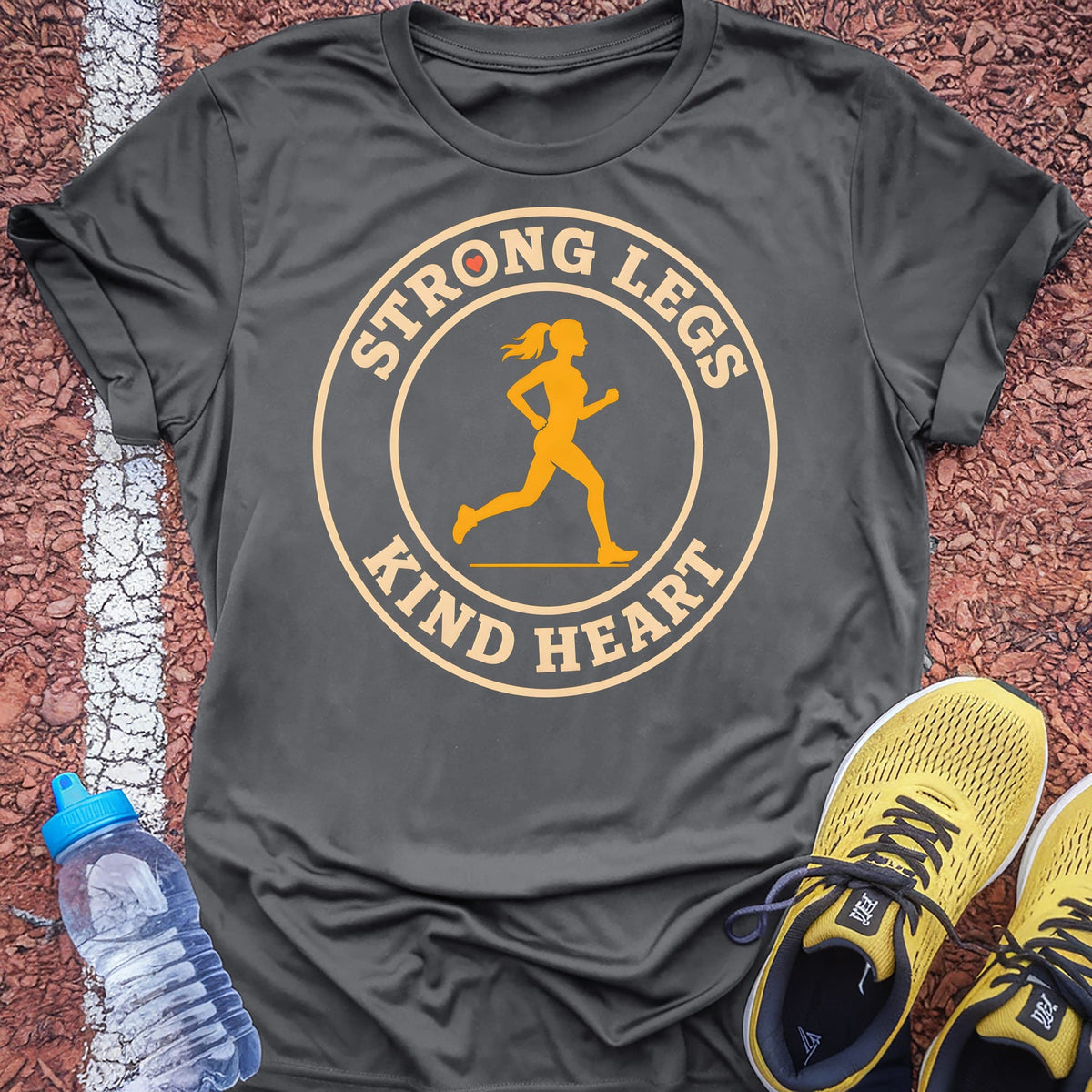 Strong Legs Kind Heart t-shirt — Charcoal