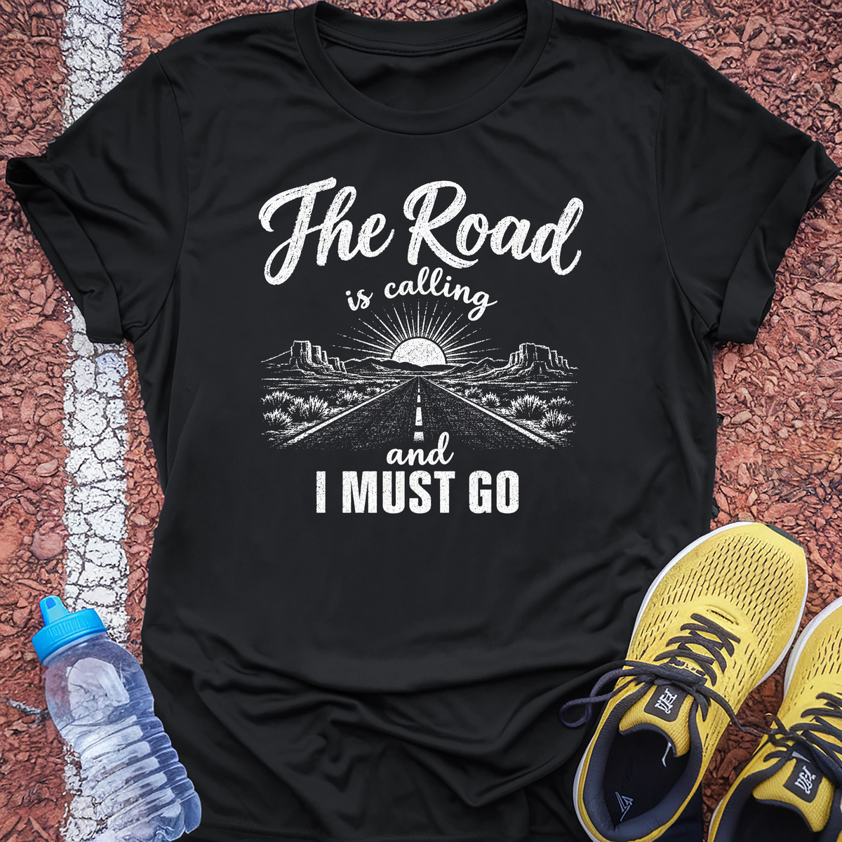 The Road Is Calling T-Shirt - Black