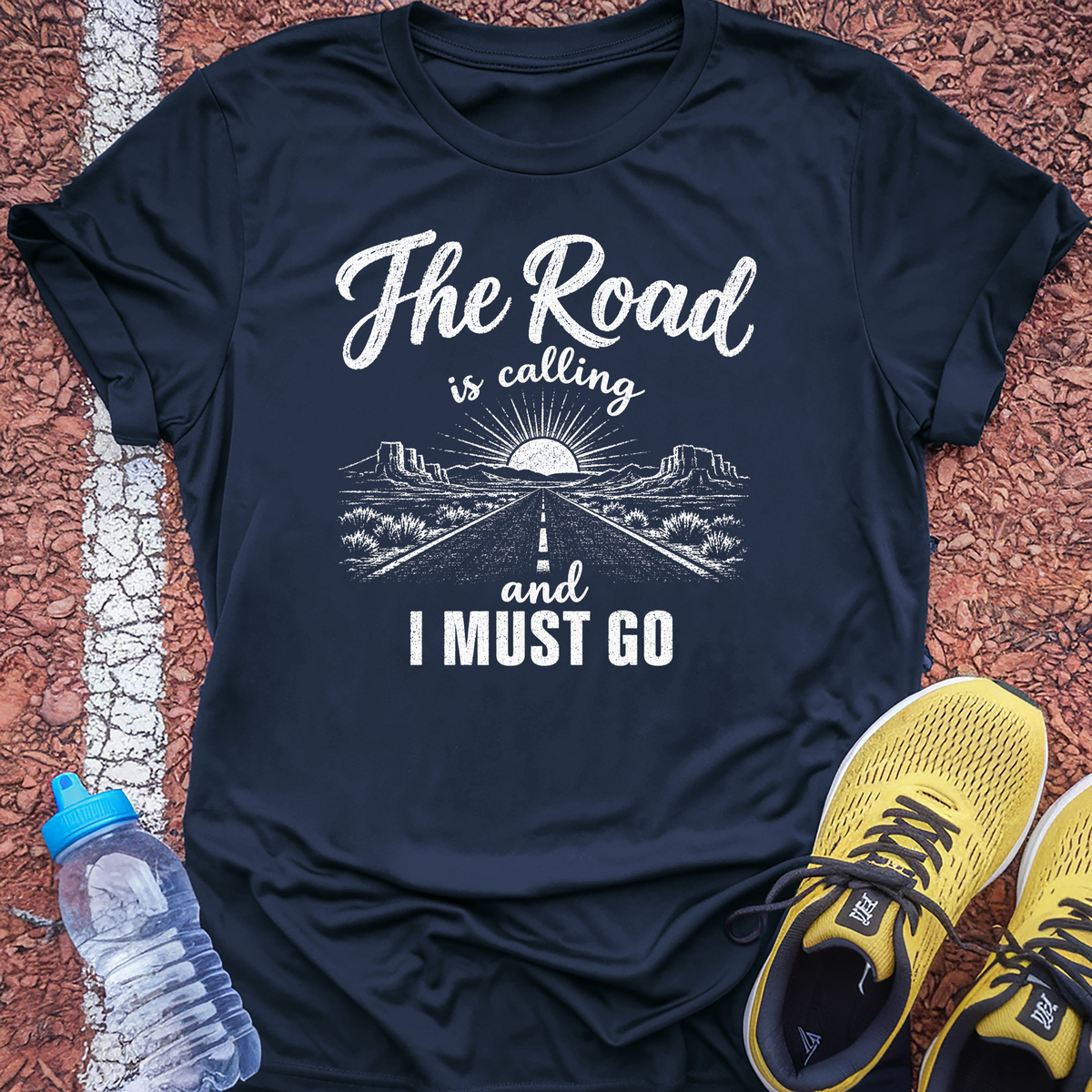 The Road Is Calling T-Shirt - Navy