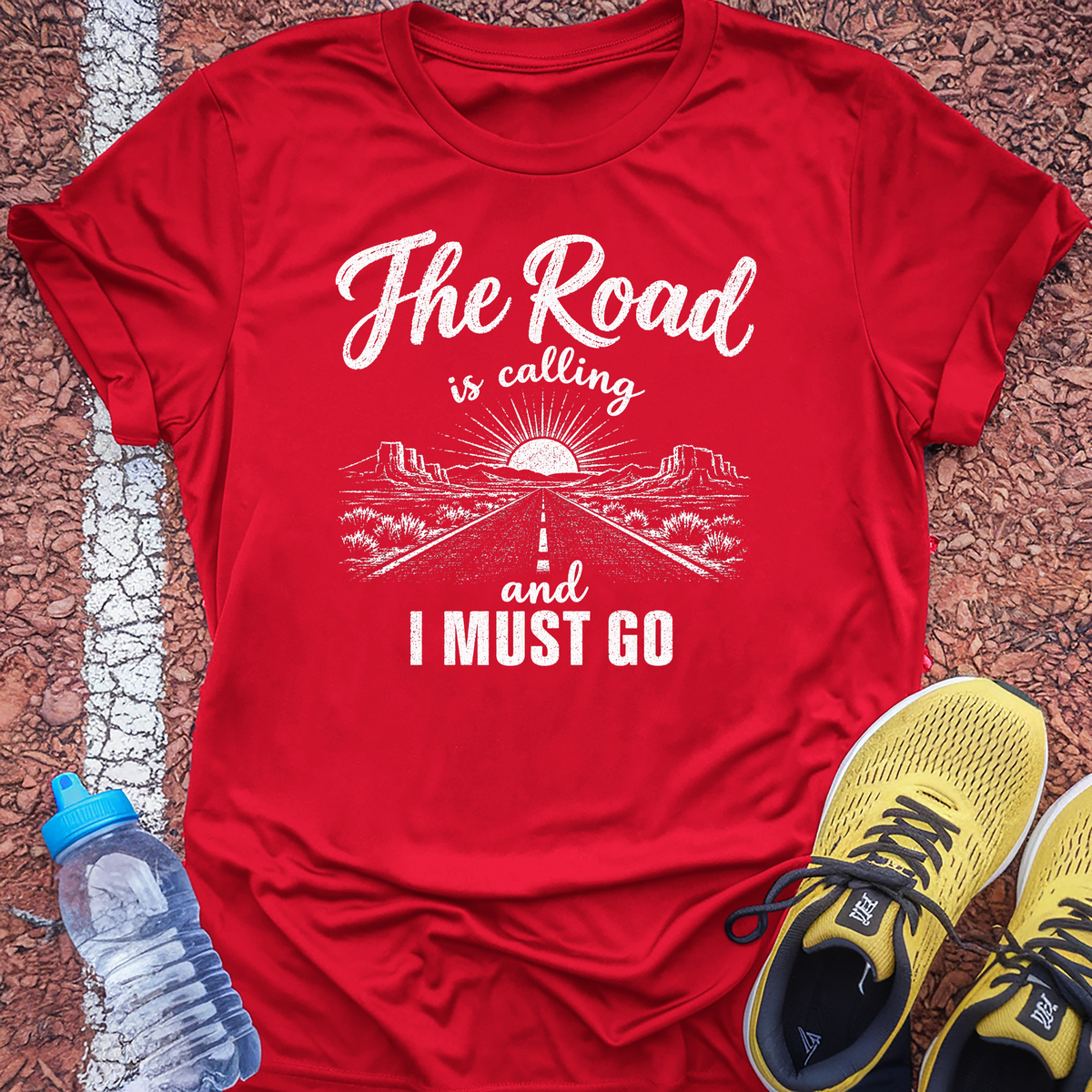The Road Is Calling T-Shirt - Red