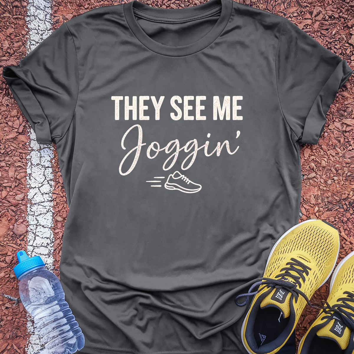 They See Me Joggin T-Shirt - Charcoal
