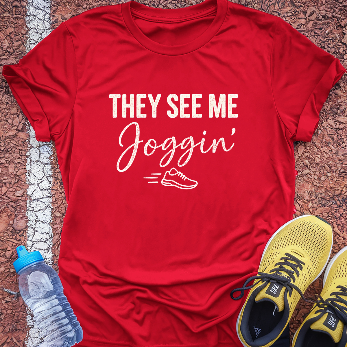 They See Me Joggin T-Shirt - Red