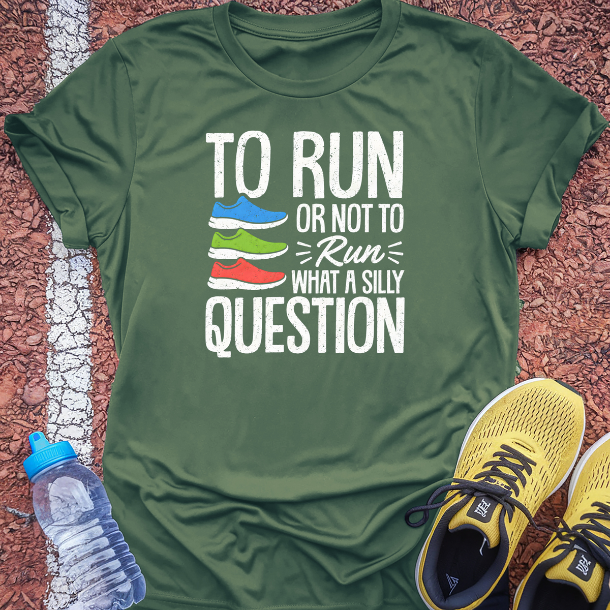 To Run or Not to Run T-Shirt - Military Green