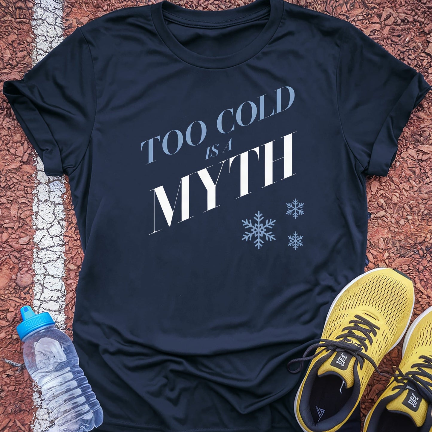 Too Cold Is a Myth t-shirt — Navy