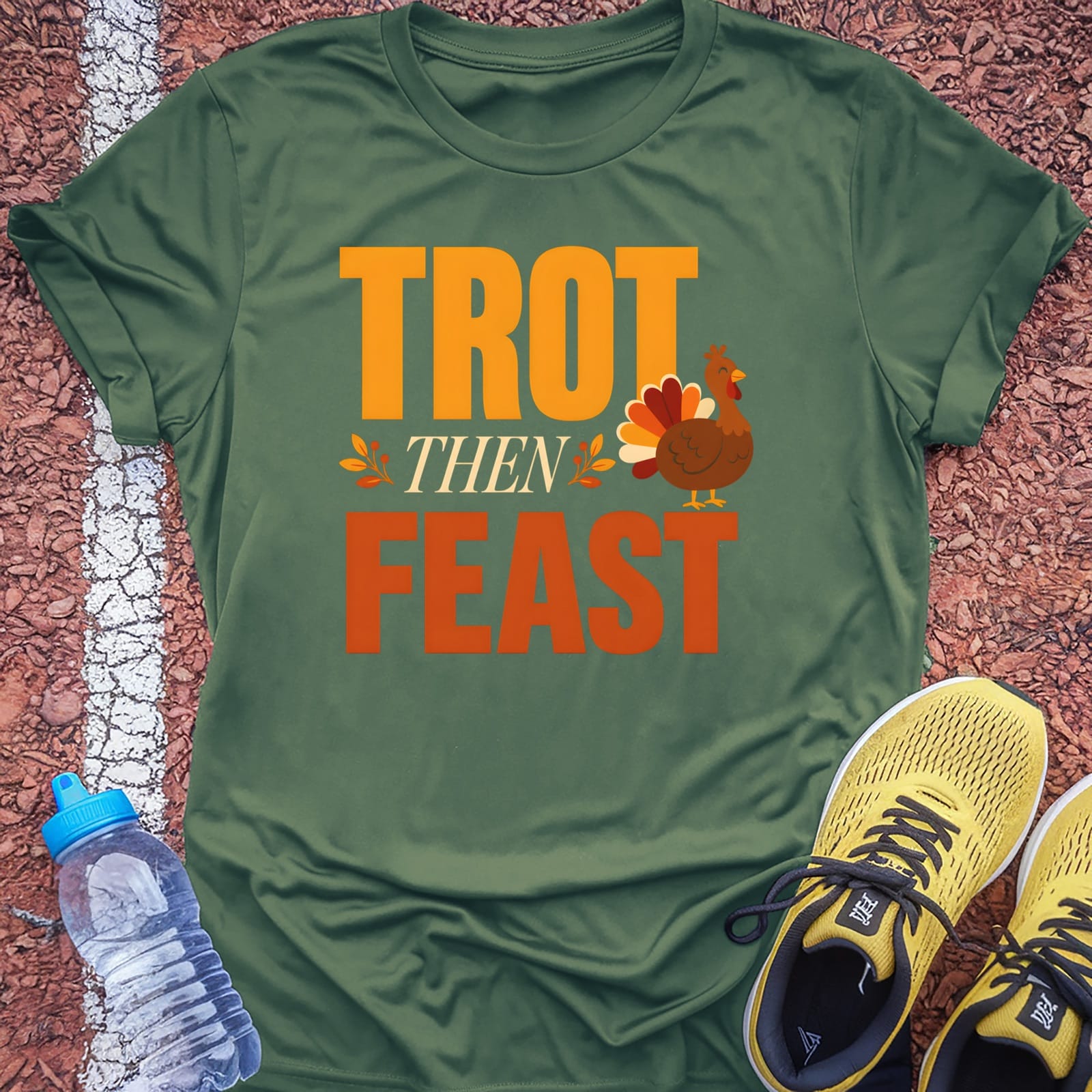 Trot Then Feast T-Shirt - Military Green