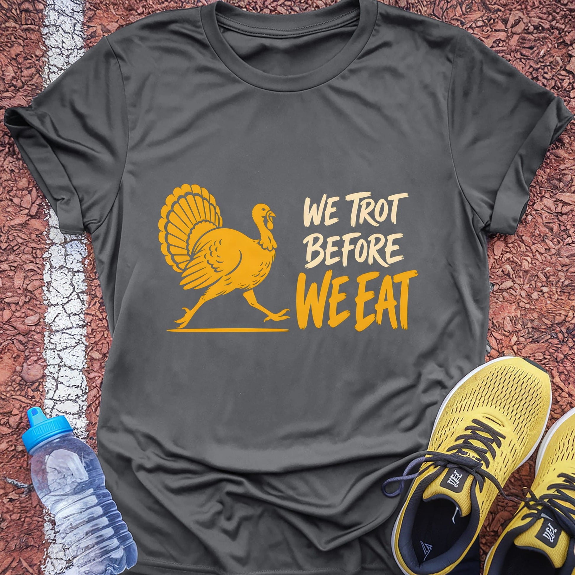We Trot Before We Eat t-shirt — Charcoal