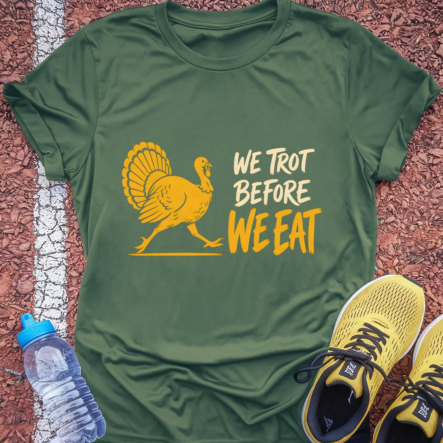 We Trot Before We Eat t-shirt — Military Green