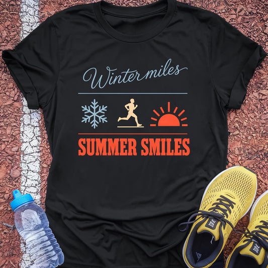 Winter Miles Summer Smiles t-shirt — Black