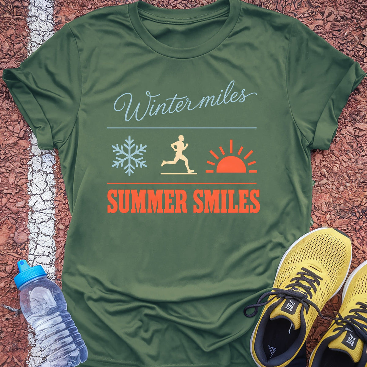 Winter Miles Summer Smiles t-shirt — Military Green