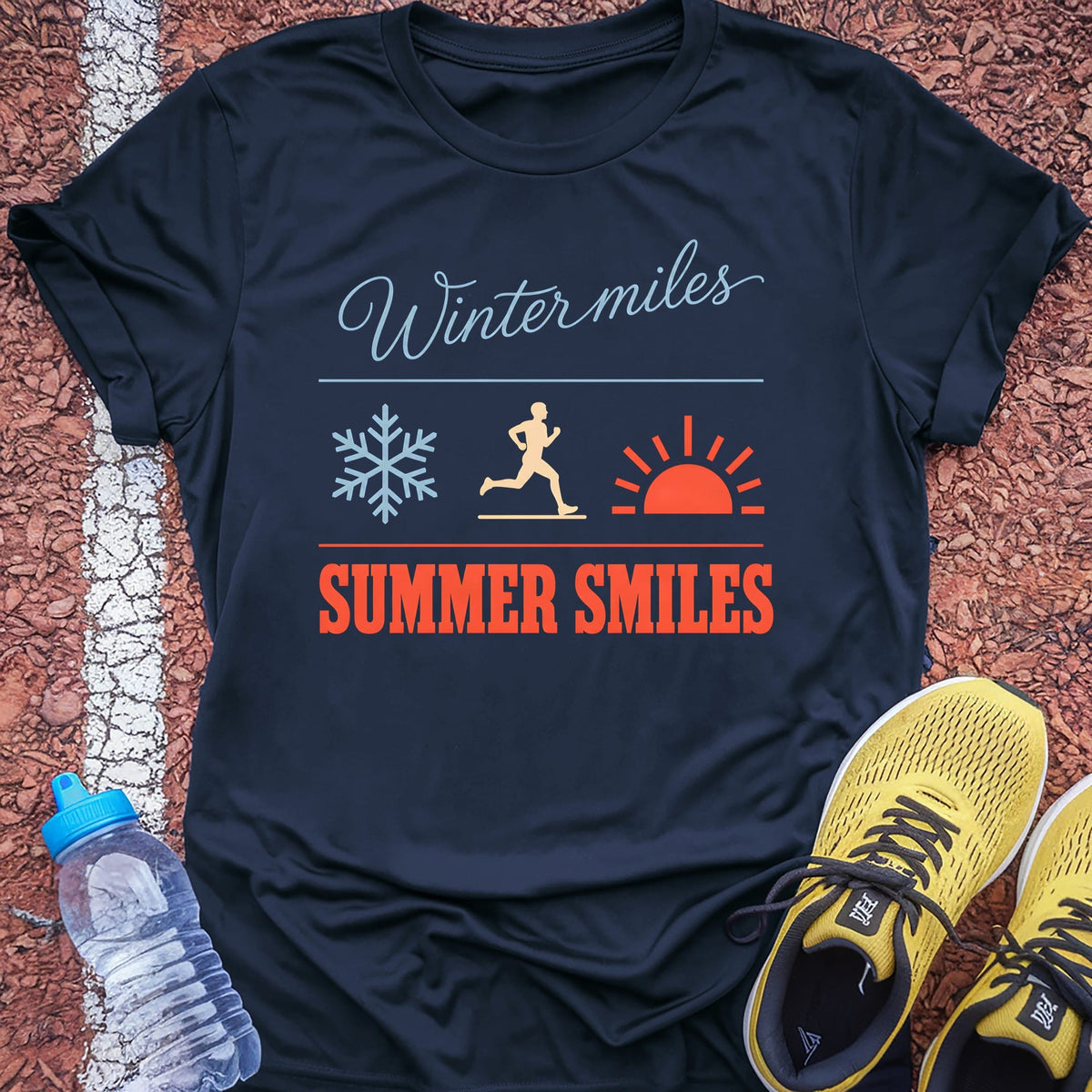 Winter Miles Summer Smiles t-shirt — Navy