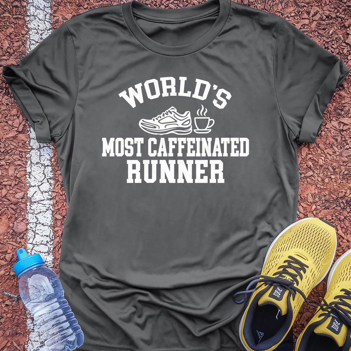 World's Most Caffeinated Runner T-Shirt - Charcoal