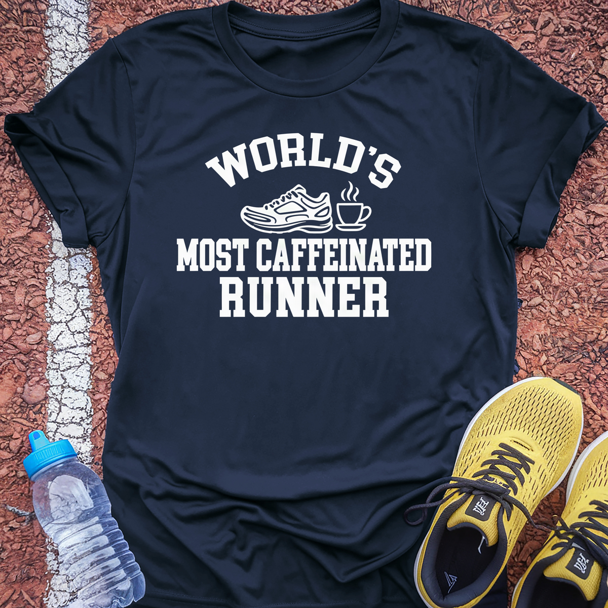 World's Most Caffeinated Runner T-Shirt - Navy