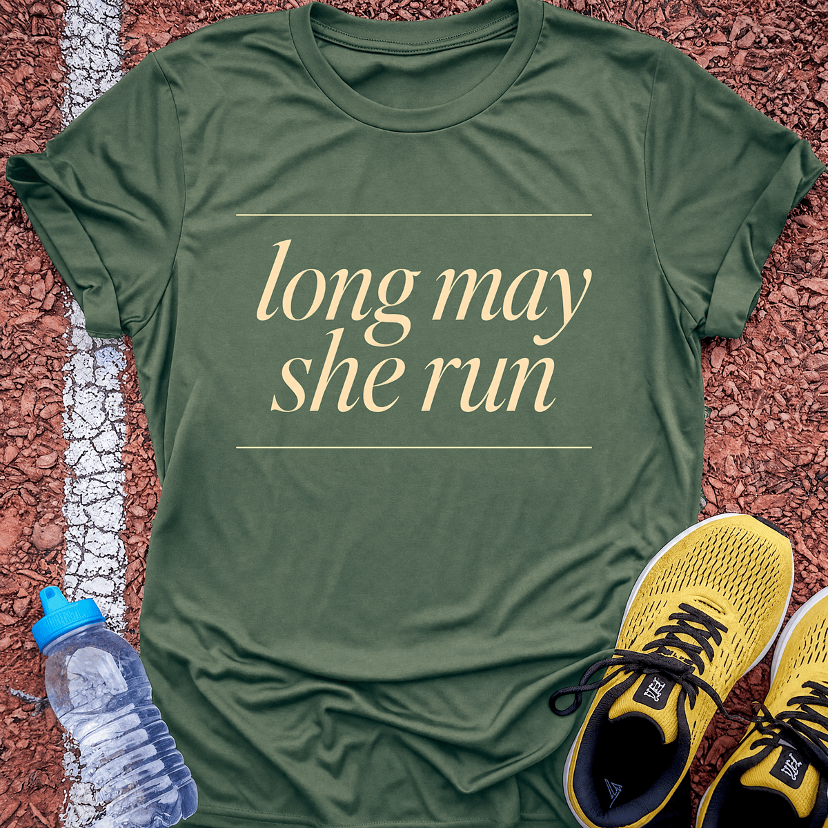Long May She Run T-Shirt - Military Green