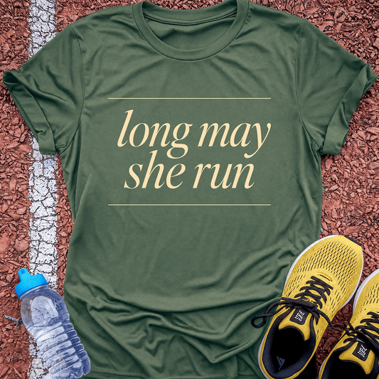 Long May She Run T-Shirt - Military Green