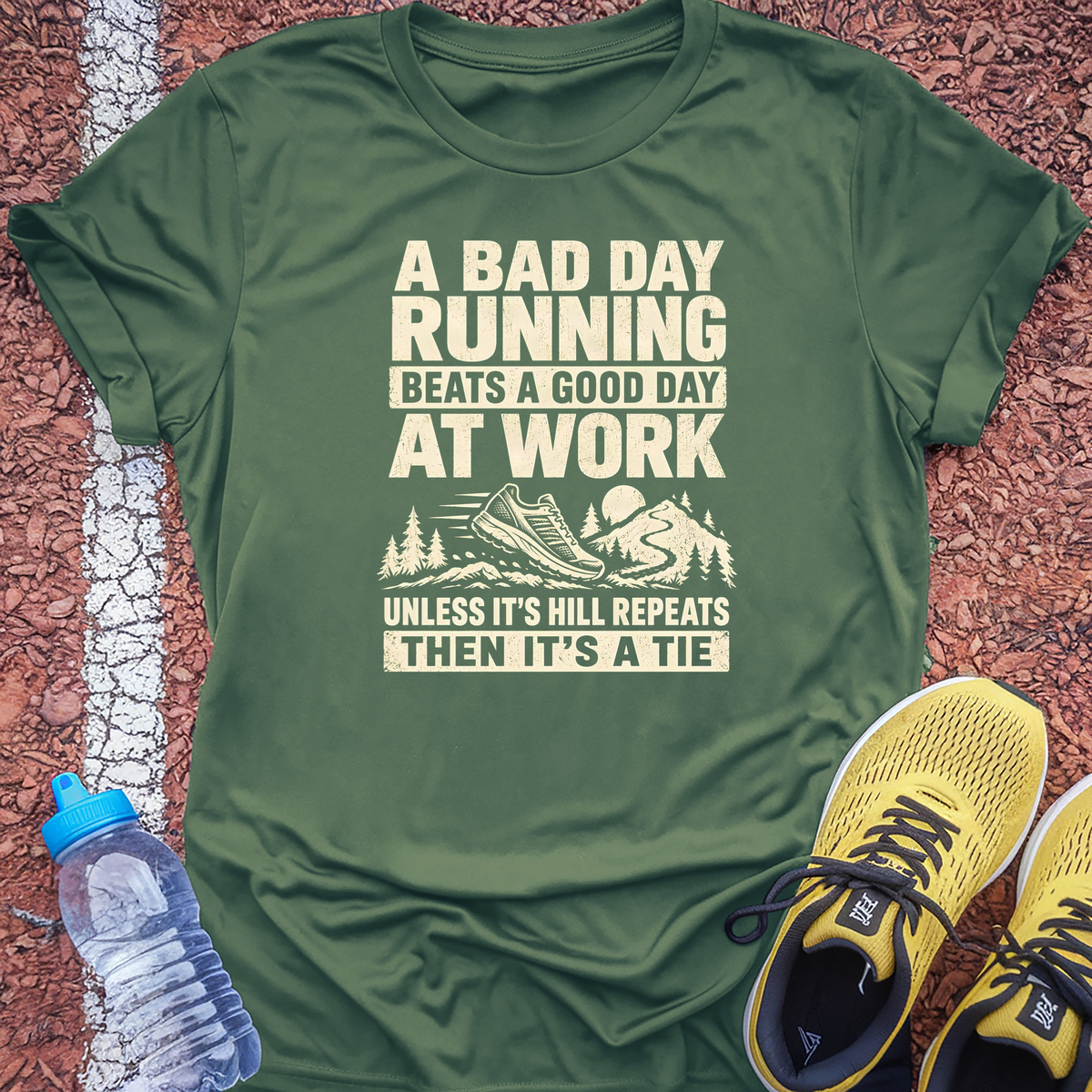 Bad Day Running T-Shirt - Military Green