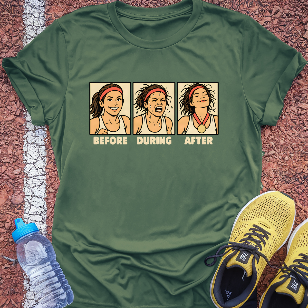 Before During After T-Shirt - Military Green