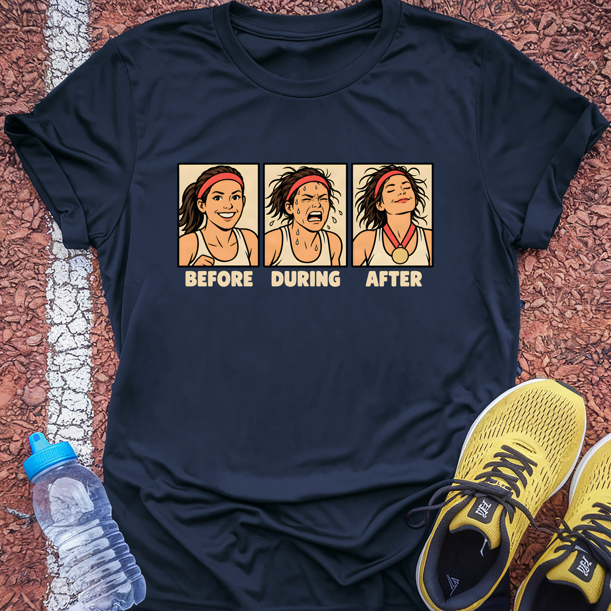 Before During After Tech Tee - True Navy