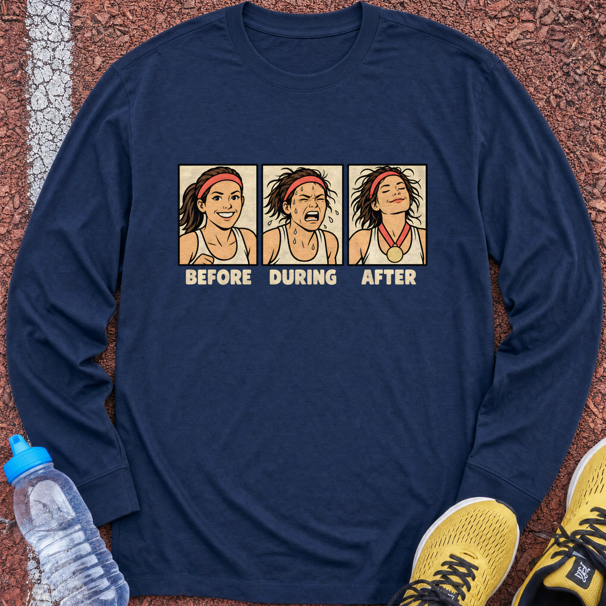 Before During After Long Sleeve - Navy