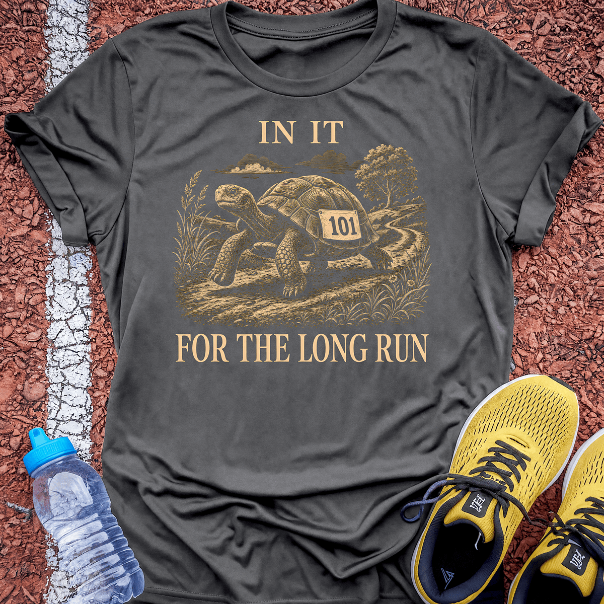 Tortoise Long Run T-Shirt - Charcoal