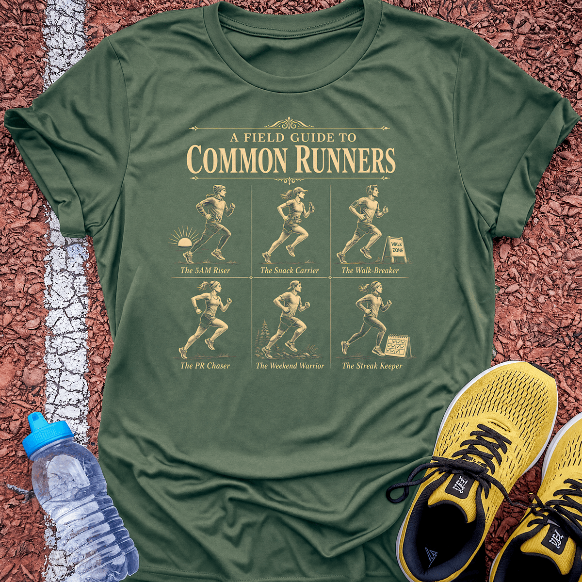 Field Guide to Runners T-Shirt - Military Green