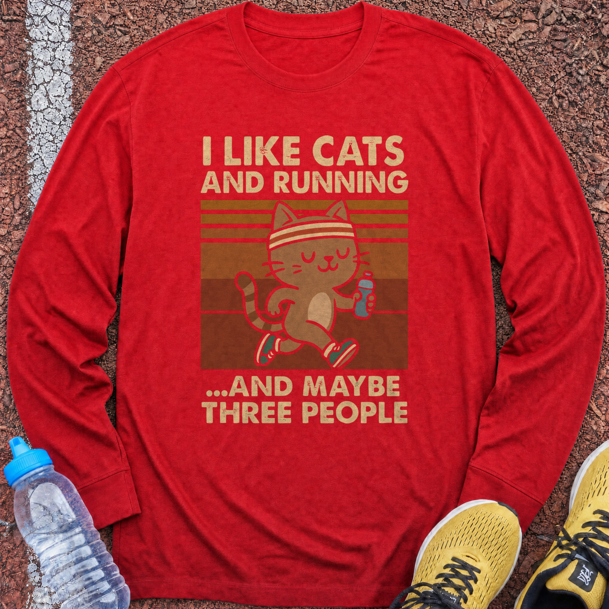 Cats and Running Long Sleeve - Red