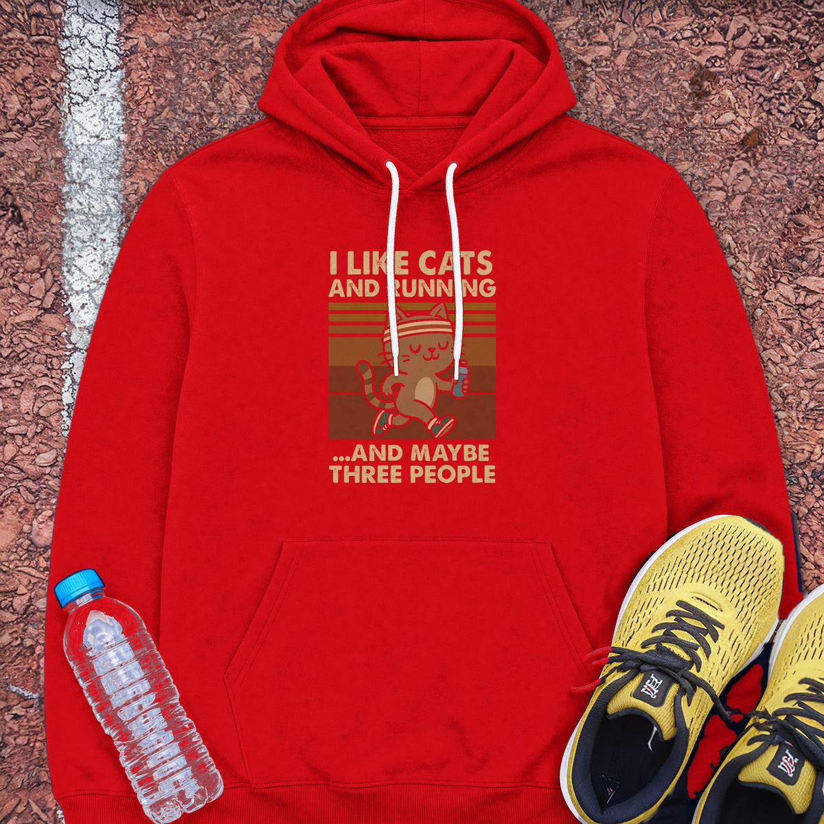 Cats and Running Hoodie - Red