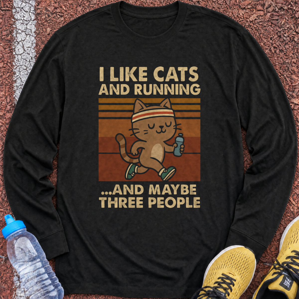 Cats and Running Long Sleeve - Black