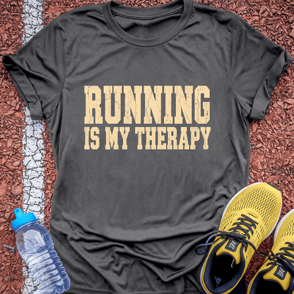 Running Is My Therapy T-Shirt - Charcoal
