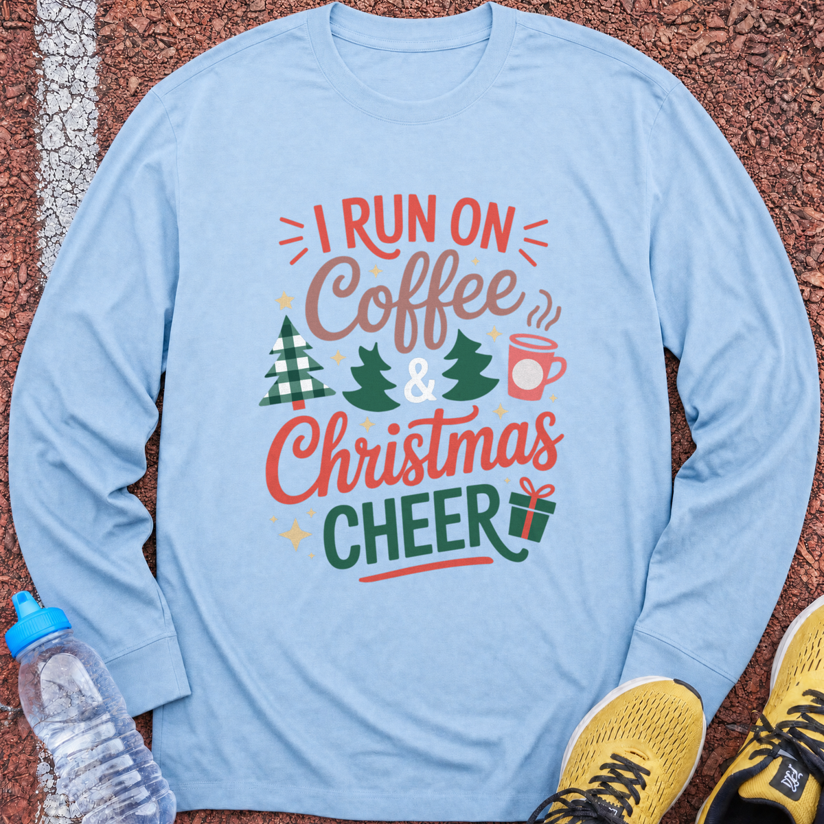 Coffee & Christmas Cheer Long Sleeve - Light Blue
